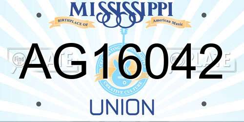 AG16042 Mississippi License Plate