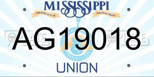 AG19018 Mississippi License Plate