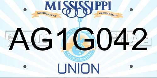 AG1G042 Mississippi License Plate