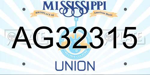 AG32315 Mississippi License Plate