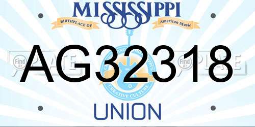 AG32318 Mississippi License Plate