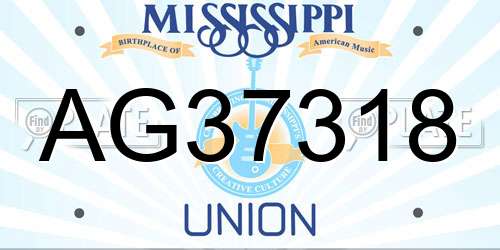 AG37318 Mississippi License Plate