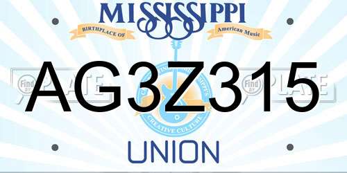 AG3Z315 Mississippi License Plate