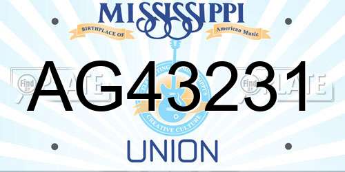 AG43231 Mississippi License Plate