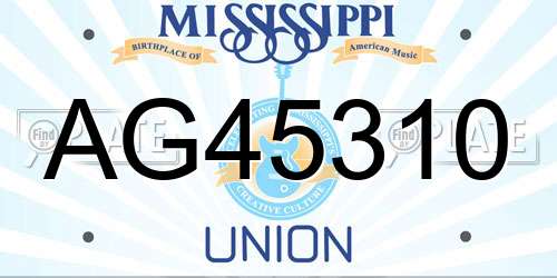 AG45310 Mississippi License Plate