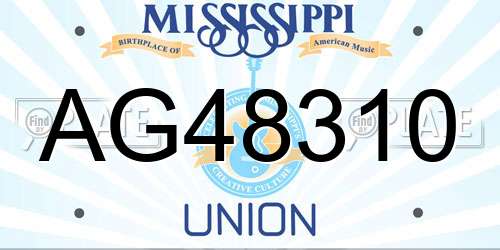 AG48310 Mississippi License Plate