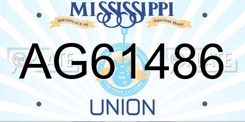 AG61486 Mississippi License Plate