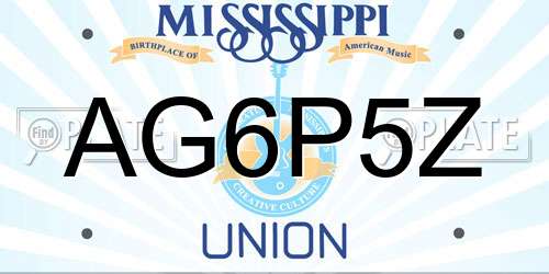 AG6P5Z Mississippi License Plate