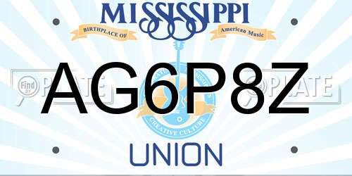 AG6P8Z Mississippi License Plate