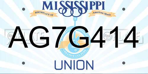 AG7G414 Mississippi License Plate