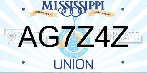AG7Z4Z Mississippi License Plate