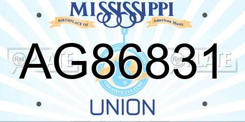 AG86831 Mississippi License Plate
