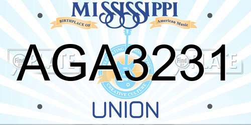 AGA3231 Mississippi License Plate