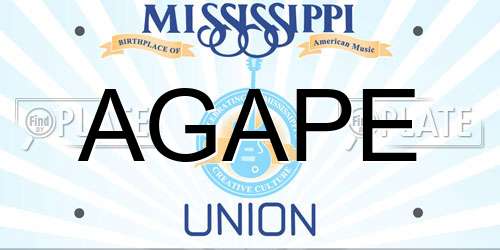 AGAPE Mississippi License Plate