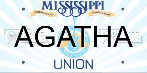 AGATHA Mississippi License Plate
