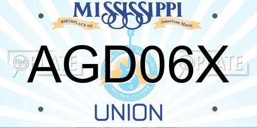 AGD06X Mississippi License Plate