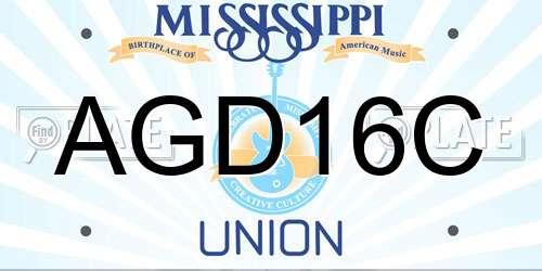 AGD16C Mississippi License Plate