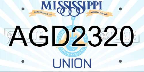 AGD2320 Mississippi License Plate