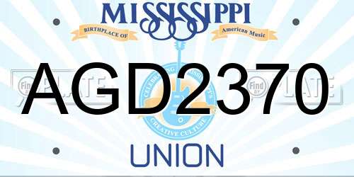 AGD2370 Mississippi License Plate