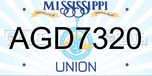 AGD7320 Mississippi License Plate