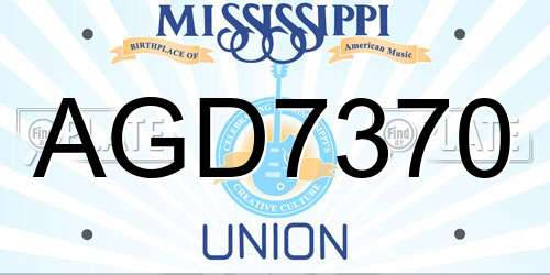 AGD7370 Mississippi License Plate