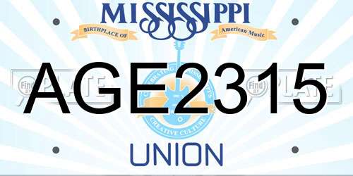AGE2315 Mississippi License Plate