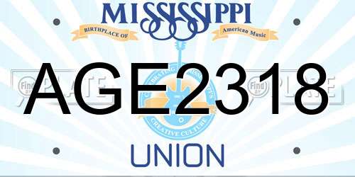 AGE2318 Mississippi License Plate