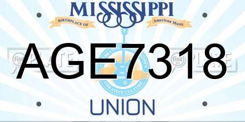 AGE7318 Mississippi License Plate