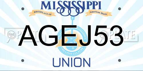 AGEJ53 Mississippi License Plate