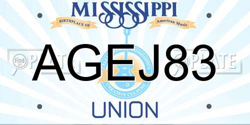 AGEJ83 Mississippi License Plate