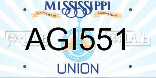 AGI551 Mississippi License Plate