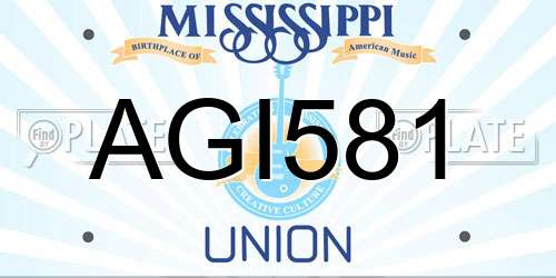 AGI581 Mississippi License Plate