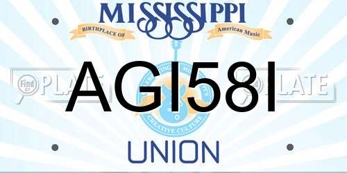 AGI58I Mississippi License Plate
