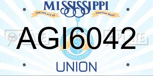 AGI6042 Mississippi License Plate