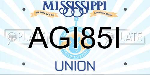 AGI85I Mississippi License Plate