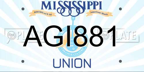 AGI881 Mississippi License Plate