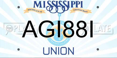 AGI88I Mississippi License Plate