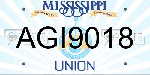 AGI9018 Mississippi License Plate