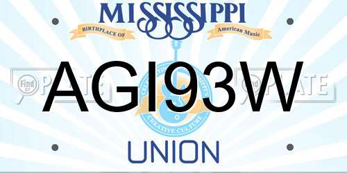 AGI93W Mississippi License Plate