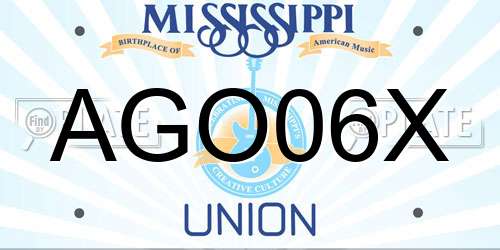 AGO06X Mississippi License Plate