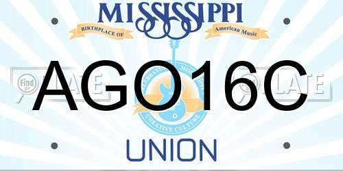 AGO16C Mississippi License Plate