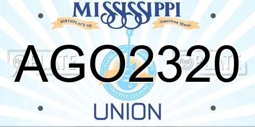 AGO2320 Mississippi License Plate