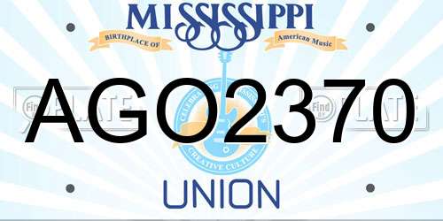AGO2370 Mississippi License Plate