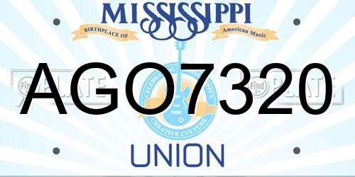 AGO7320 Mississippi License Plate
