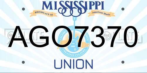 AGO7370 Mississippi License Plate