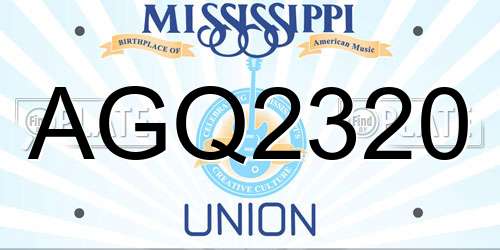 AGQ2320 Mississippi License Plate
