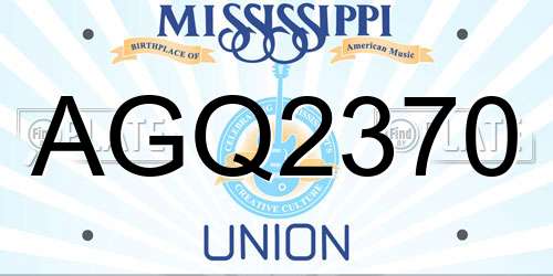 AGQ2370 Mississippi License Plate