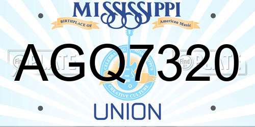 AGQ7320 Mississippi License Plate