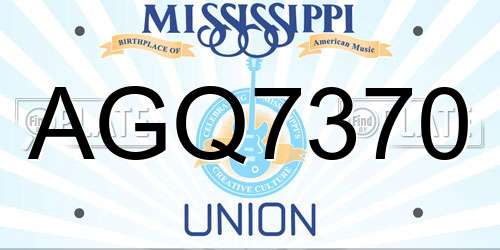AGQ7370 Mississippi License Plate