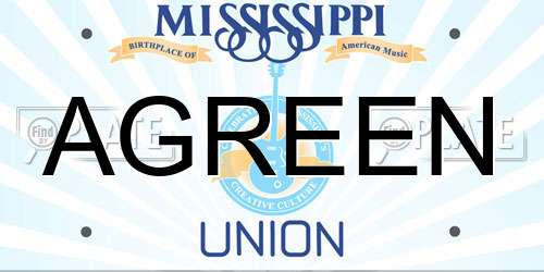 AGREEN Mississippi License Plate